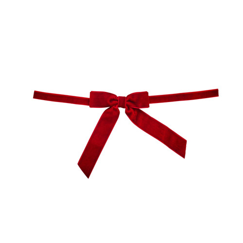 A pack of 6 Red Velvet Bow Tie Decorations.