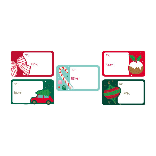 A pack of 50 Christmas Contemporary Gift Labels.