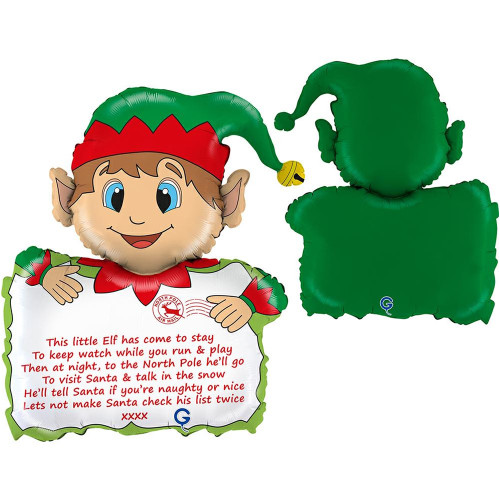 A 28 inch Christmas elf letter foil balloon, manufactured by Grabo.