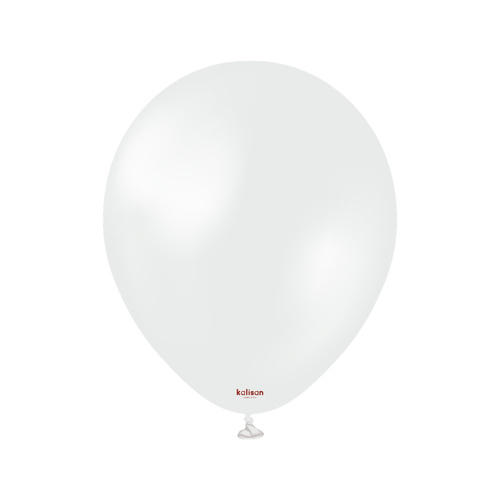 A bag of 50 5" Pearl White Latex Balloons, manufactured by Kalisan.