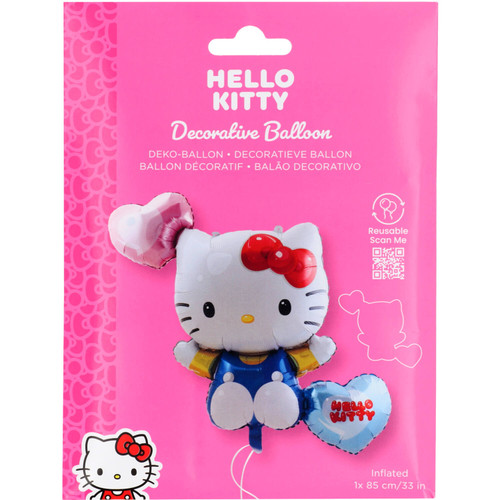 A 34 inch Hello Kitty Hearts Supershape Foil Balloon.