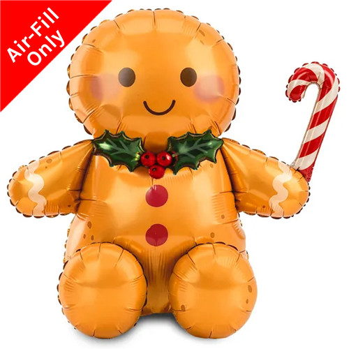 A 34 inch Gingerbread Man Foil Balloon, manufactured by Partydeco.