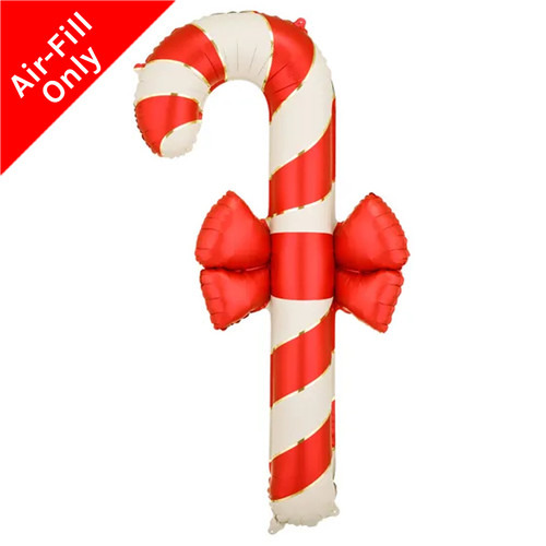 A 52 inch Red & Beige Candy Candy Cane Foil Balloon, manufactured by Partydeco.