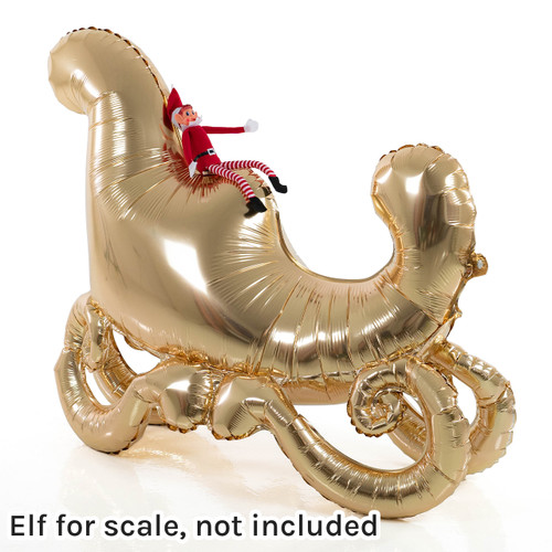 A 45 inch standing Santa's sleigh foil balloon, manufactured by PartyDeco.