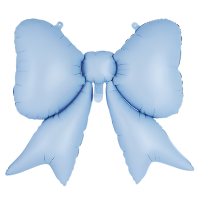 A 39 inch Baby Blue Bow Foil Balloon.