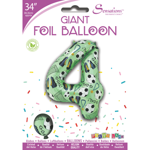 34 inch Green Football Number 4 Foil Balloon (1) - Image 2