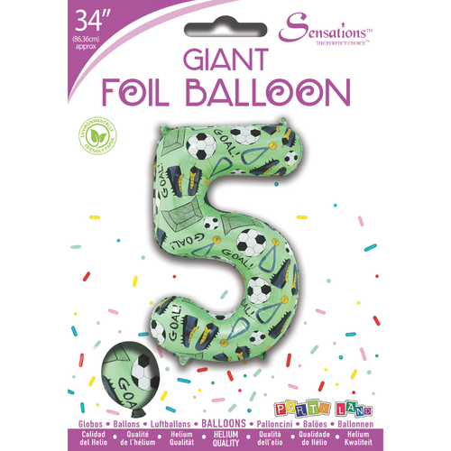 34 inch Green Football Number 5 Foil Balloon (1) - Image 2