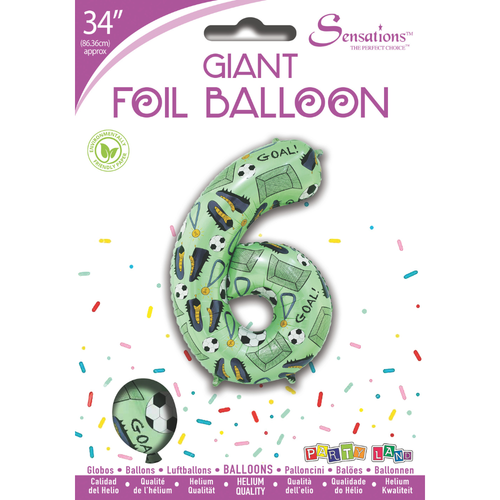 34 inch Green Football Number 6 Foil Balloon (1) - Image 2