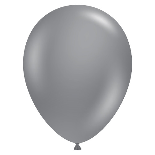 A pack of 50 11" Gray Smoke Latex Balloons, manufactured by Tuftex.