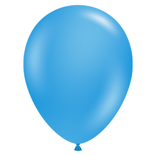 A pack of 50 11" Blue Latex Balloons, manufactured by Tuftex.