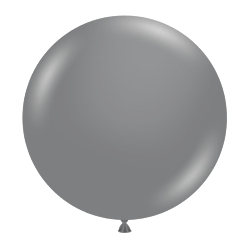A pack of 25 17" Metallic Silver Latex Balloons, manufactured by Tuftex.