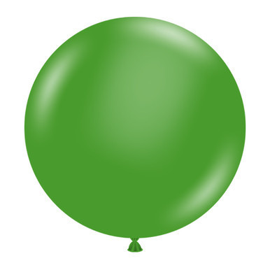 A pack of 25 17" Green Latex Balloons, manufactured by Tuftex.