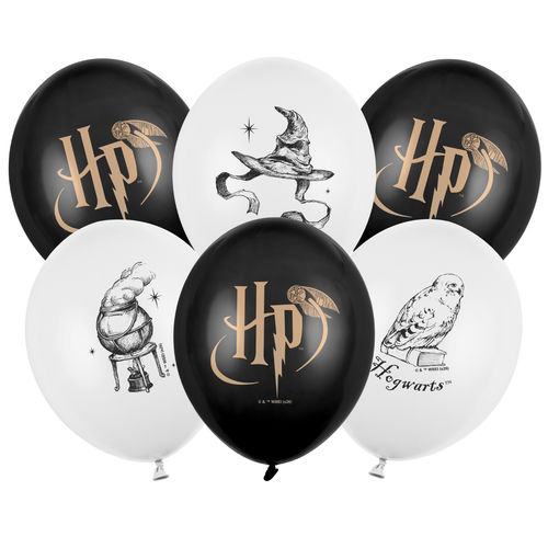 A set of 6 12 inch Harry Potter Motifs Latex Balloons, manufactured by PartyDeco.