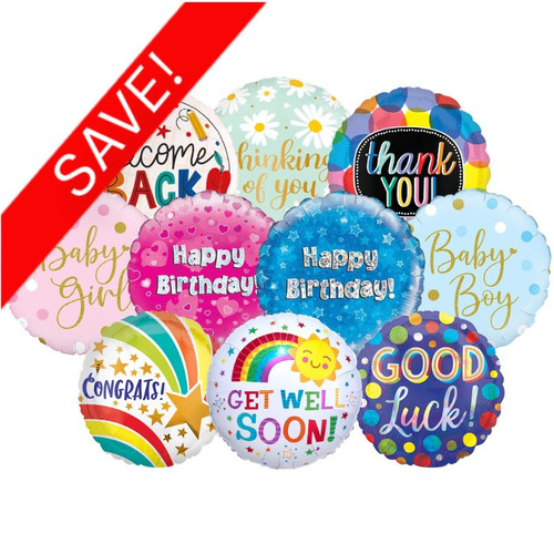 18 inch Occasion & Messages Foil Pack (50 Balloons)