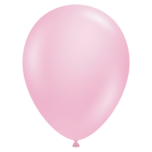 A pack of 50 11" Shimmering Pink latex balloons, manufactured by Tuftex.