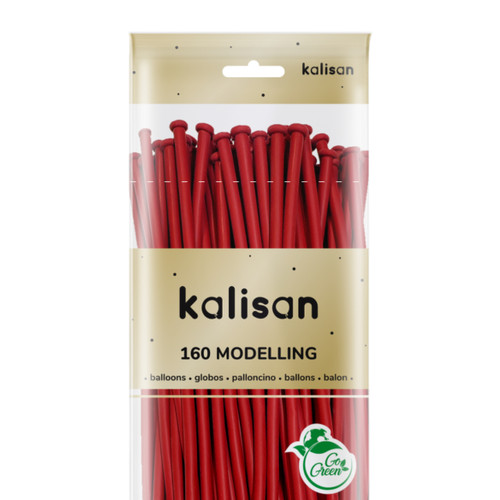 A pack of 50 160 Standard Red Kalisan Nozzle Up Entertainer Balloons.