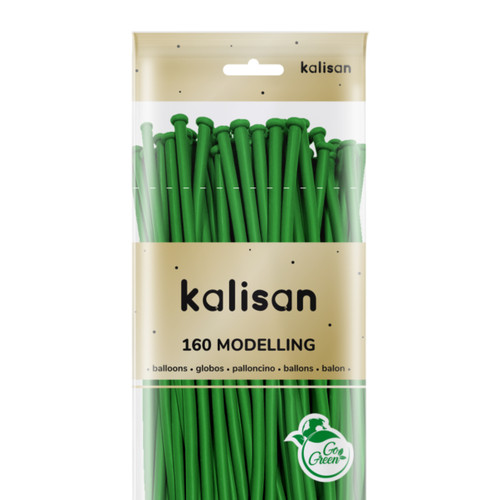 A pack of 50 160 Standard Green Kalisan Nozzle Up Entertainer Balloons.
