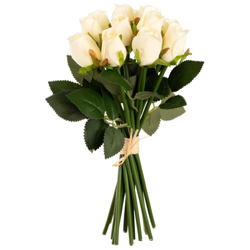 31cm Cream Beatrice Rose Bunch - 15 heads