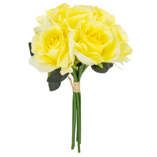 30cm Pale Yellow Eugenie Rose Bunch - 6 heads