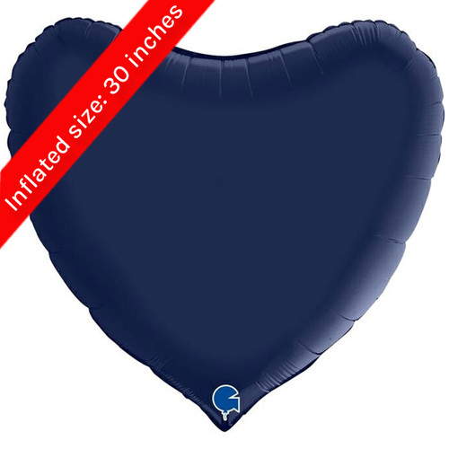 36" Navy Blue Satin Heart Foil Balloon (1)