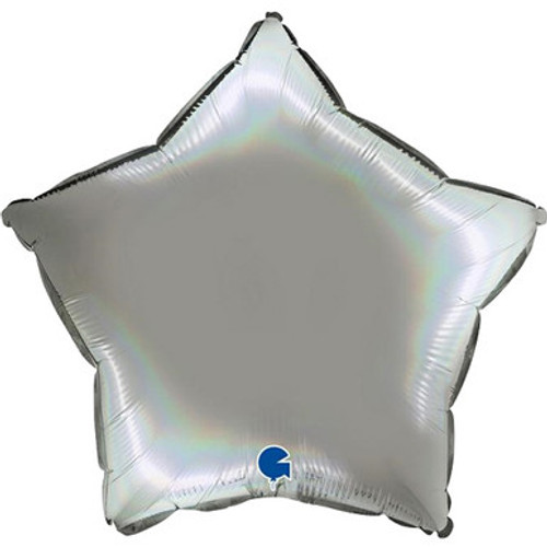18" Platinum Pure Grey Star Foil Balloon (1) - UNPACKAGED