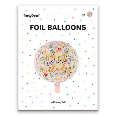 18 inch Happy Birthday Pink Floral Foil Balloon (1)
