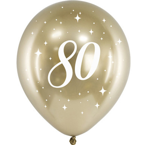 12 inch Age 80 Gold Gloss Latex Balloons (6) 12 inch Age 80 Gold Gloss Latex Balloons (6)