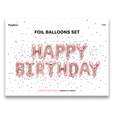 14 inch Happy Birthday Rose Gold Foil Letter Balloon Pack (1)