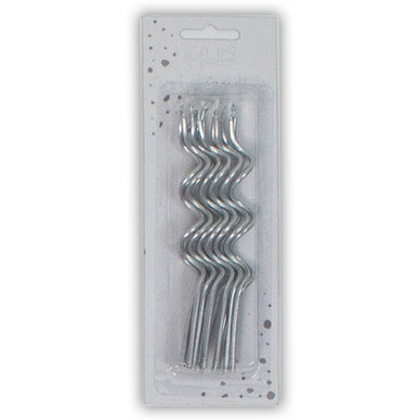 12.5cm Silver Curly Candles (12)