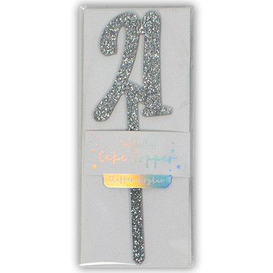 Silver Glitter Number 21 Cake Topper (1)