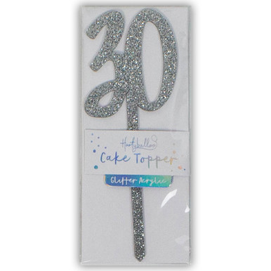 Silver Glitter Number 30 Cake Topper (1)