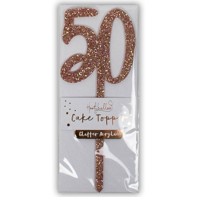 Rose Gold Glitter Number 50 Cake Topper (1)