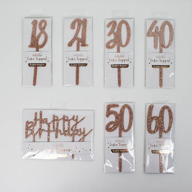 Rose Gold Glitter Number 50 Cake Topper (1)