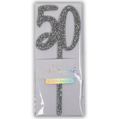 Silver Glitter Number 50 Cake Topper (1)