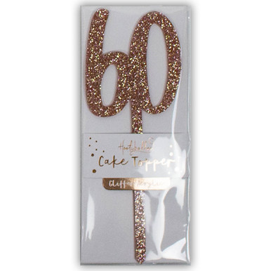 Rose Gold Glitter Number 60 Cake Topper (1)