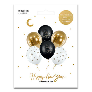 12 inch Happy New Year Assorted Latex Balloons (6)