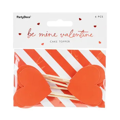 Red Heart Cupcake Toppers (6)