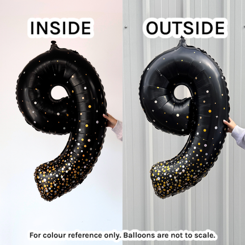 34 inch Oaktree Black Sparkling Fizz Number 0 Foil Balloon (1)