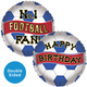 An 18 inch Birthday No.1 Football Fan Blue Red Foil Balloon, manufactured by Sensations.