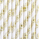 Floral Metallic Gold Paper Straws (10)
