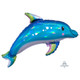 A 29 inch iridescent blue dolphin holographic SuperShape balloon.