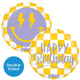 An 18 inch happy birthday checkered smiley face foil balloon, manufactured by Prima.