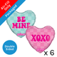 A pack of 6 9 inch Love Heart Messages Foil Balloons, manufactured by Prima.
