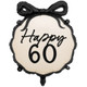 A 19 inch Happy 60 Black Bow Foil Balloon.