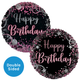 An 18 inch Happy Birthday Rose Gold & Silver Foil Balloon, manufactured by Sensations.