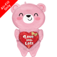 A 31 inch Blush Bear Hugs Love You Sitting Foil Balloon, manufactured by Anagram. A 31 inch Blush Bear Hugs Love You Sitting Foil Balloon, manufactured by Anagram.