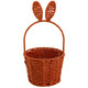 An orange Easter bunny basket with bunny ears.