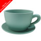 A Duck Egg Ceramic Teacup with Saucer.