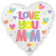 An 18 inch Mother's Day Playful Brights Heart Foil Balloon, manufactured by Anagram Europe.