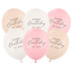 A pack of 6, 12 inch Happy Birthday To You Pink Mix Latex Balloons, manufactured by Partydeco.